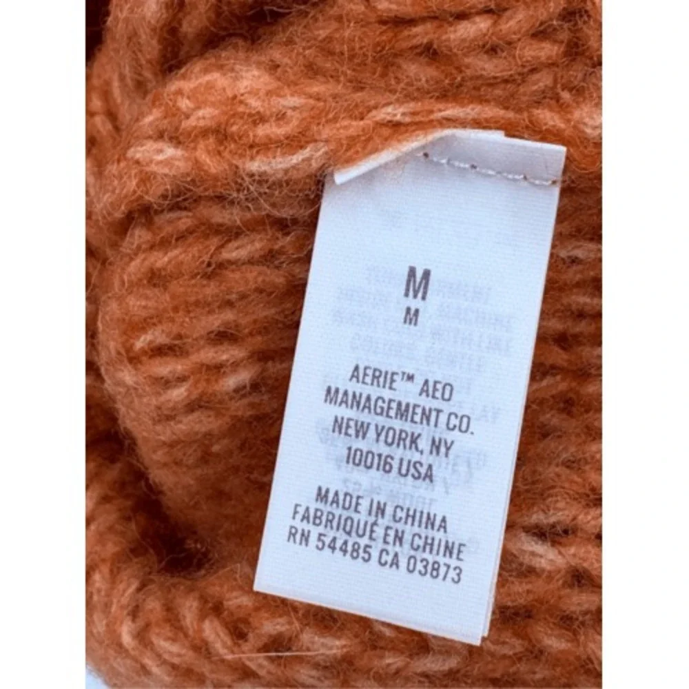 Aerie Sweater Chunky Oversized‎ Tunic Women Medium Orange Tan Long Sleeve Knit